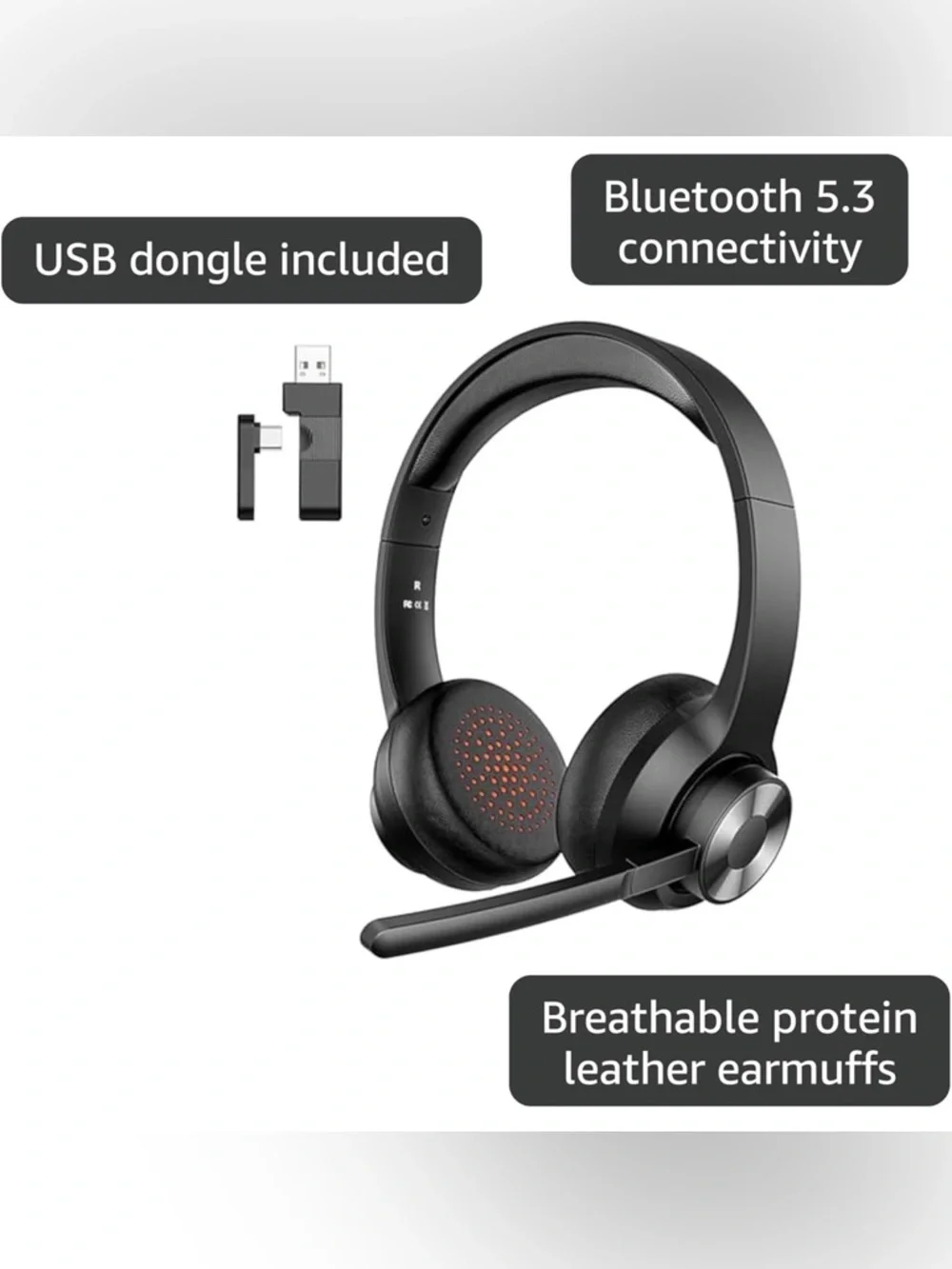 Wireless Headset with Mic for Work, Bluetooth 5.4 Office Headset